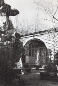 Moon gate in the courtyard of Special Operations Executive office, Peking