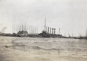 The damaged Russian cruiser HIRMS Askold in Shanghai, 1905