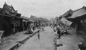 Street on two levels, with shops