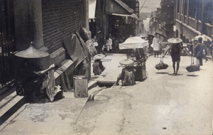 A street scene, including a storm drain, Hong Kong