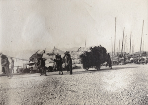 Porters pulling a loaded cart, Hong Kong