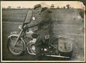 Michael Lindsay (林迈可) on an Ariel motorbike, Australia