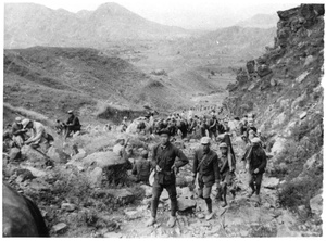 Eighth Route Army soldiers on their way to crossing the Shijiazhuang-Taiyuan railway (石太铁路), 1939