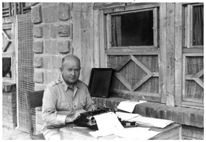 Colonel David D. Barrett typing, Yan'an (延安)