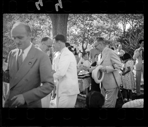 Hsiao Li Lindsay (李效黎) and Michael Lindsay (林迈可) greeting guests at their wedding party at Yenching University (燕京大學), Beijing (北京)