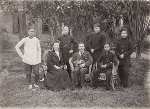 Hospital staff including John Preston Maxwell and Lilly Maxwell, Yongchun - with pet monkey