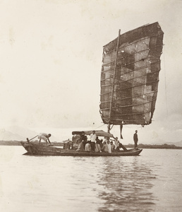 Ferry boat with passengers, in the estuary, Xiamen