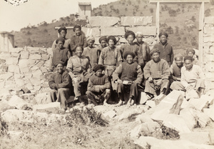 Contractor and workmen on building site, Toa Bo, near Zhangpu