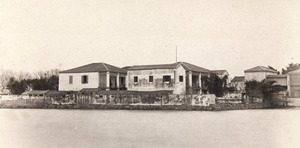 Buildings beside a river