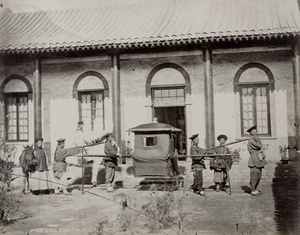 Mandarin's sedan chair, outside the Pavilion of the Minister of Spain, Peking