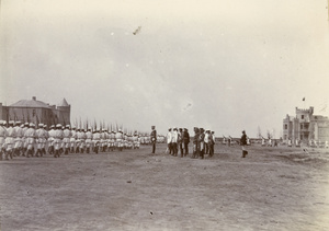 Count von Waldersee reviews Russian troops, Tientsin