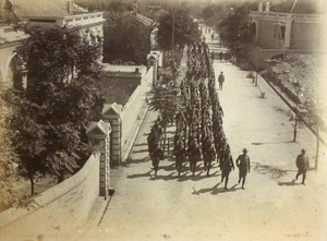 Allied forces marching, Victoria Road, Tientsin