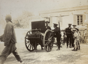 Royal Navy gun crew, with a Nordenfelt .45 calibre machine gun
