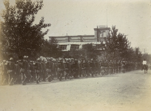 Allied troops marching, Tientsin