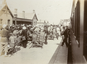 American forces arriving at Tientsin railway station