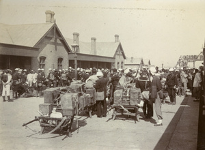 Allied troops and supplies at Tientsin railway station