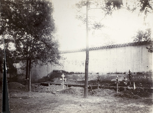 The graves of American marines and Russian soldiers, in Russian Legation, Peking