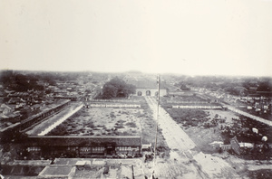 Looking towards the Forbidden City from city wall, Peking