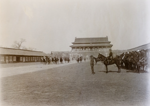 Waldersee at troop parade, by Tiananmen, Peking