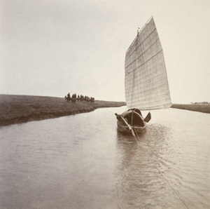 Sailing by Lockhart's touring party's troop of cavalry, on the Hsiao-Ching-Ho