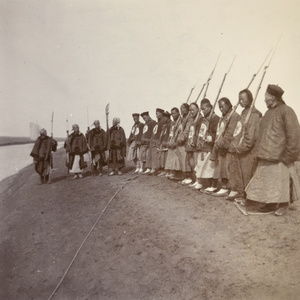 Troop of Chinese soldiers on the Hsiao Ching Ho