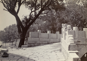 Lion sculptures on stone bridge, Boshan, Zibo