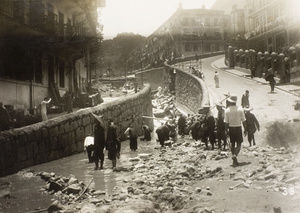 Damage caused by the 19th July 1926 rainstorm, Hill Road, Hong Kong