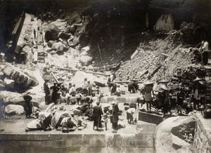 Damage caused by the 19th July 1926 rainstorm, at the nullah above Hill Road, Hong Kong