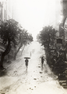 Damage caused by the 19th July 1926 rainstorm, Wyndham Street (Flower Street), Hong Kong