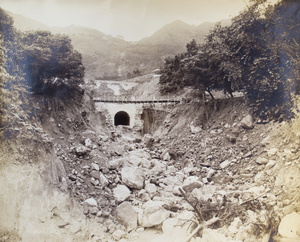 Storm damage at the service tanks (resevoirs), Hong Kong