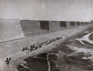 Legation guards outside city walls, Peking