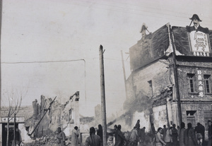 Ruins of buildings near Dongdan Pailou, after riots, Peking Mutiny 1912