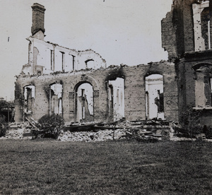 Remains of a burnt down building