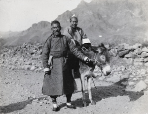 Couple travelling with donkey