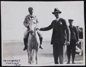 Man leading the racehorse 'Newmarket'