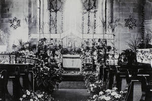 British Episcopal Church, Fuzhou, decorated for the wedding of Ursula Westall to William Graham