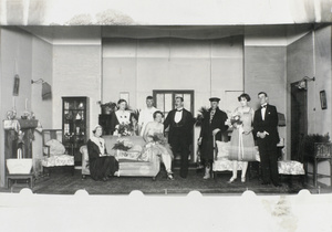 Amateur dramatics - the cast of an unidentified play