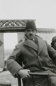 George Ossory wearing Sir Miles Lampson’s hat, Shijingshan, Beijing