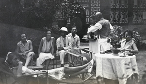 Drinks at Jacques Bardac's Temple, near Beijing