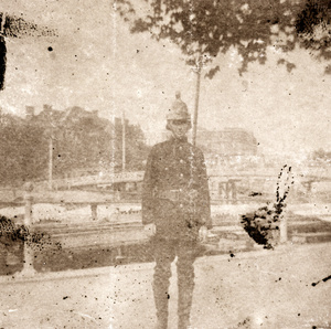 Fireman in front of the Garden Bridge, Shanghai