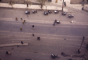 Rickshaws, pedicabs and pedestrians, the Bund, Shanghai, 1945