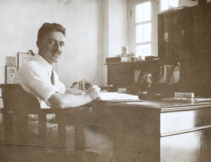 Frank Davidson in his office, Pokfulam, Hong Kong