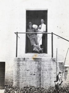 MacGowan and Frank Davidson at the door of the 'Lab', Dairy Farm, Pokfulam, Hong Kong