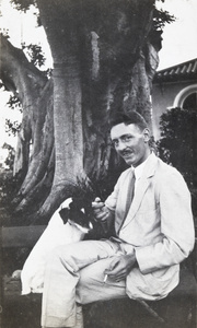 Frank Davidson, with Belle, Sassoon Villa, Hong Kong