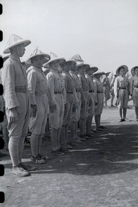 Female National Army soldiers, passing out parade