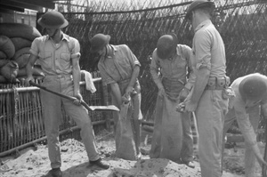 China Marines filling sandbags