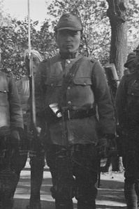 Japanese soldier by Jessfield Railway Bridge, Shanghai