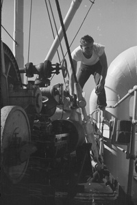 American sailor winching cargo, Shanghai