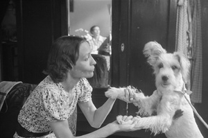 Marge Rosholt and dog, Shanghai
