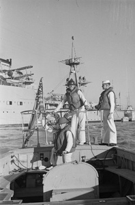 USS Augusta, with tender and crew, Shanghai